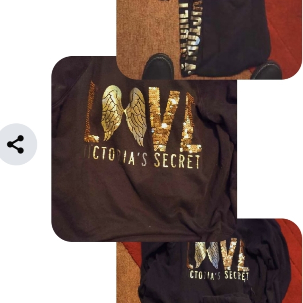 Victoria's Secret Black Sweatshirt And Sweatpantw Size Large